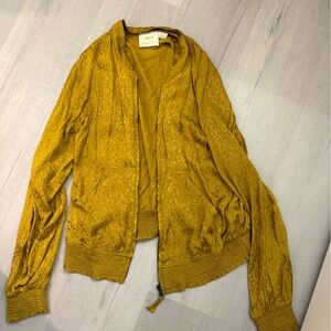 Anthropologie Maeve Mustard Yellow Textured Open Cardigan